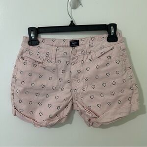 GAP Kids Girls Light Pink Heart Pattern Denim Jean Shorts Size 14